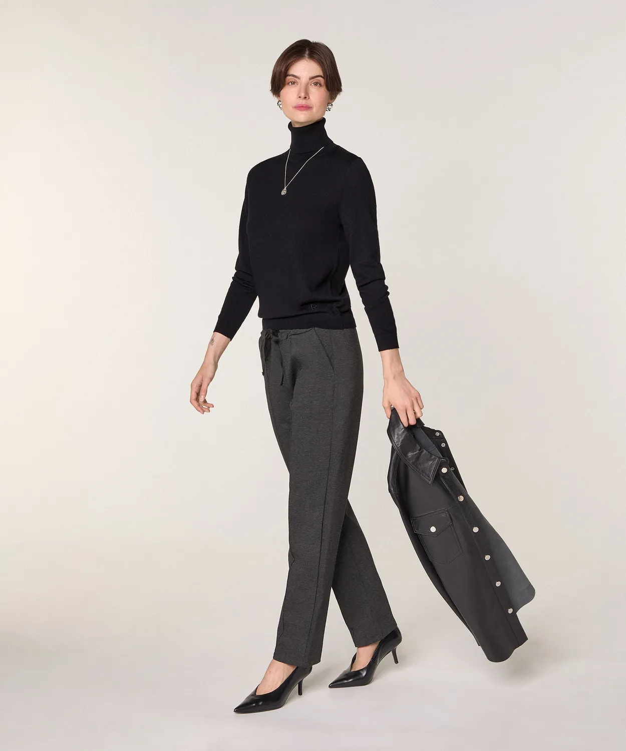 Rodier maglione dolcevita merino nero maglia 12