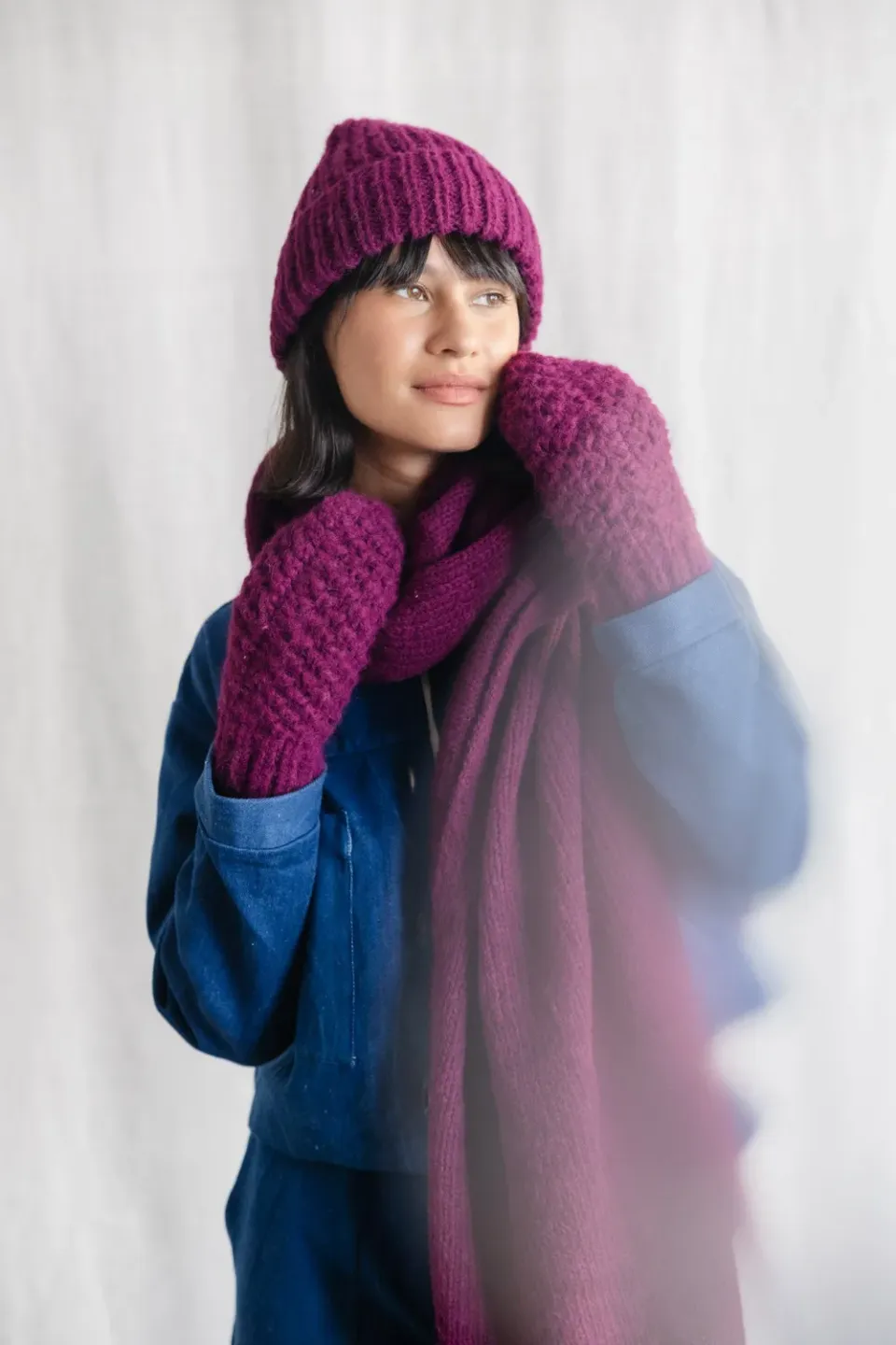 Jyoti Fair Works Tapabocas sciarpa alpaca bordeaux
