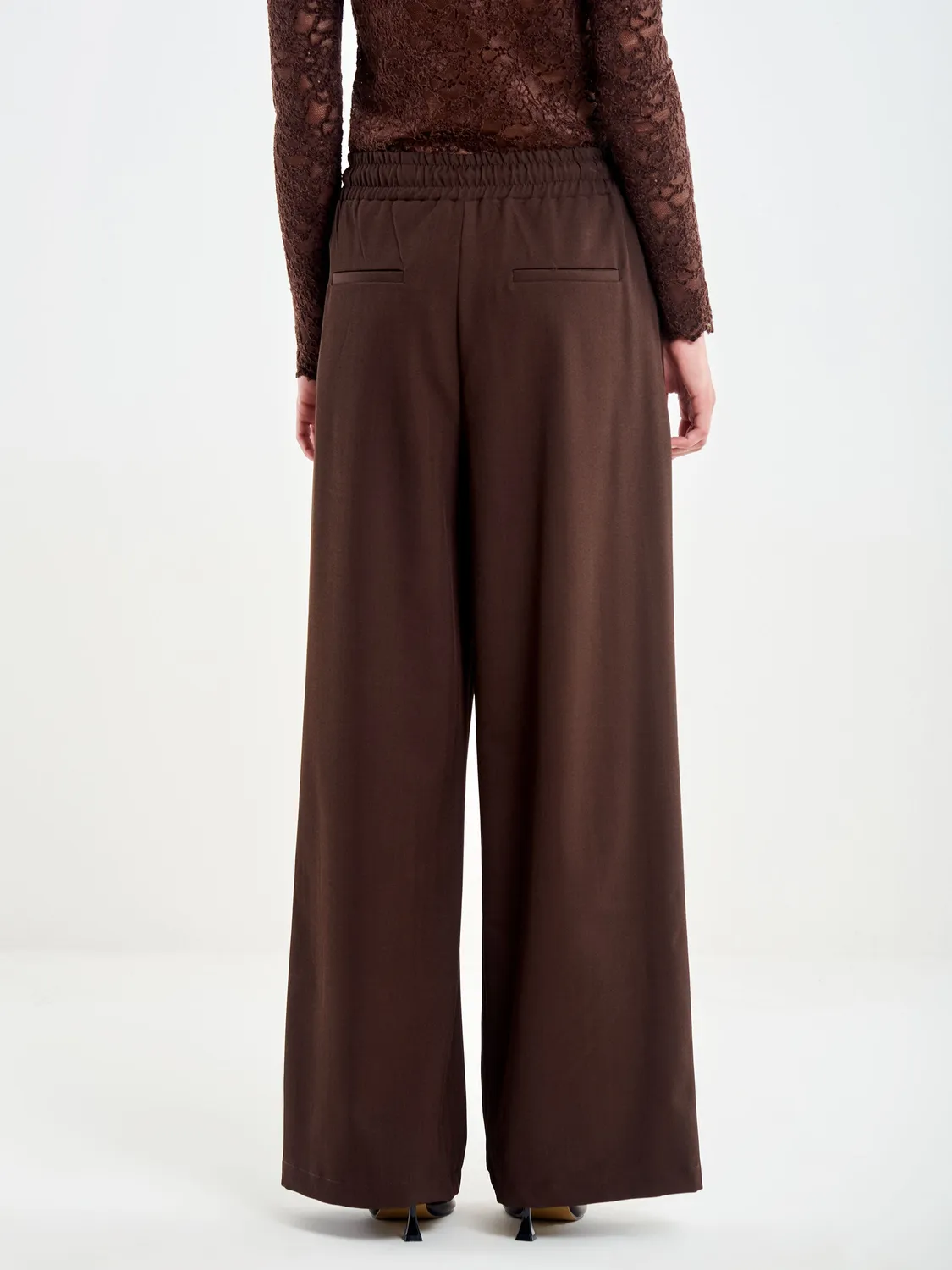 VICOLO Pantalone Gamba Larga elastico moro M