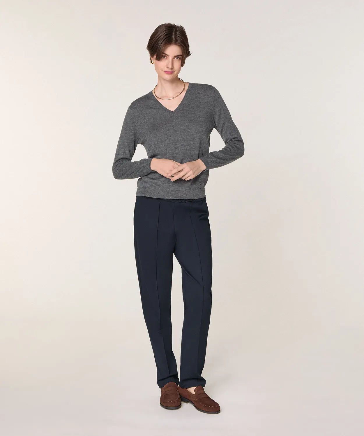 Rodier maglione scollo V merino grigio scuro