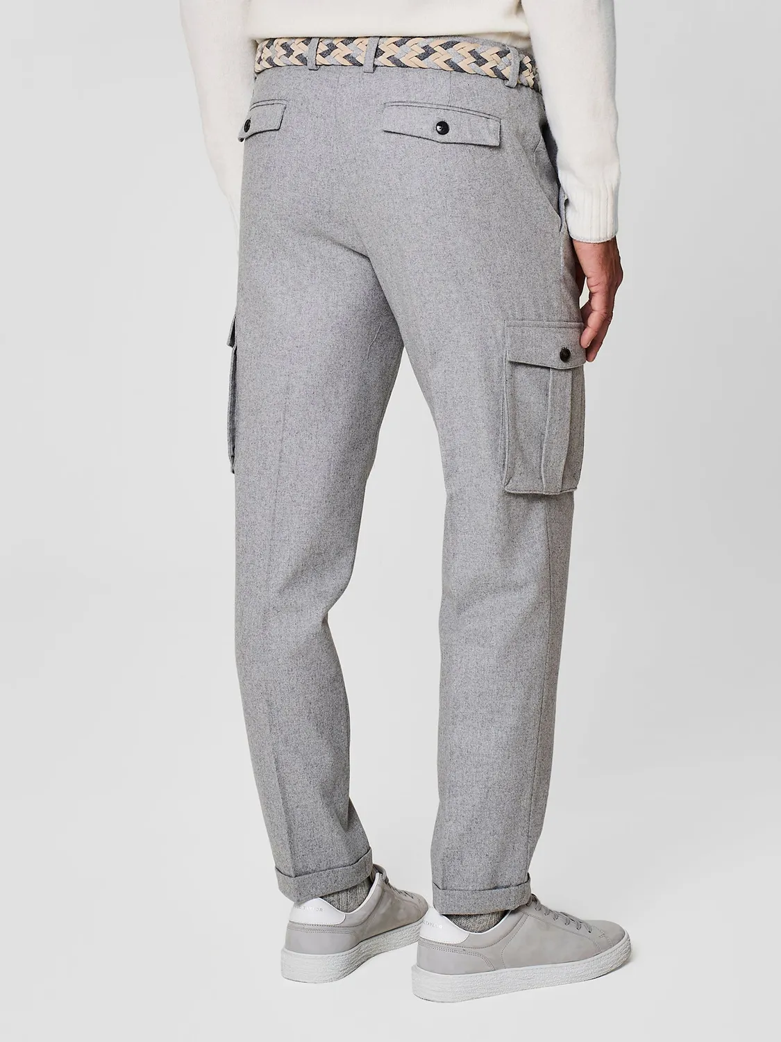 Paul Taylor pantalone tasconi misto lana grigio chiaro