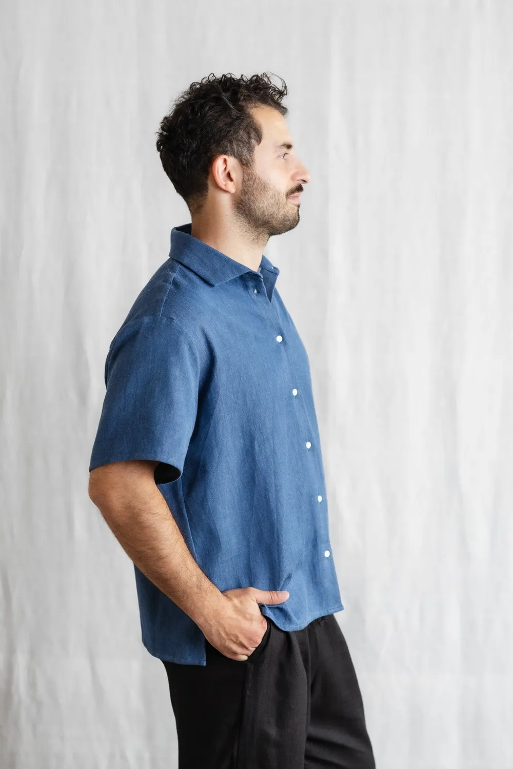 Jyoti Nehani camicia denim cotone maniche corte