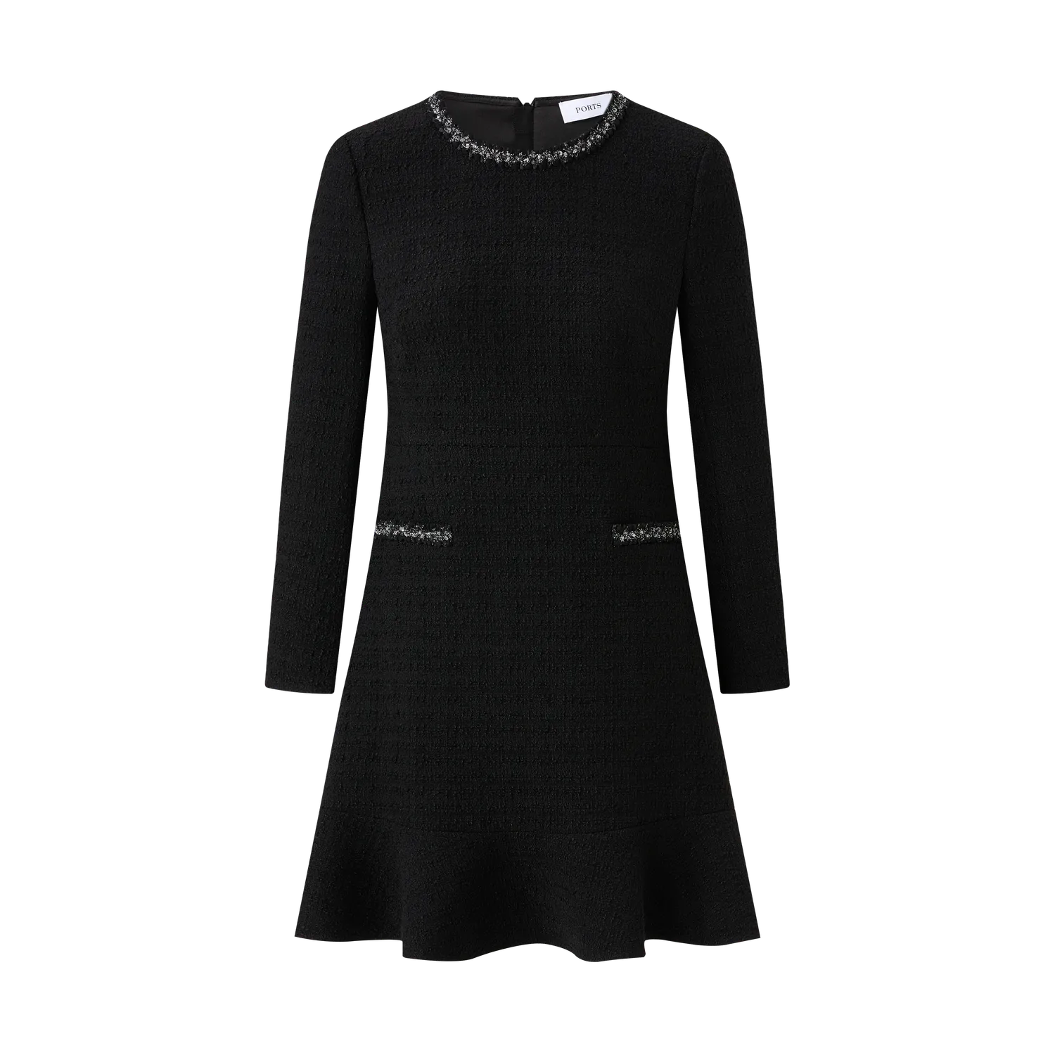 Ports ST9D014UFQ025 abito nero maniche lunghe tweed