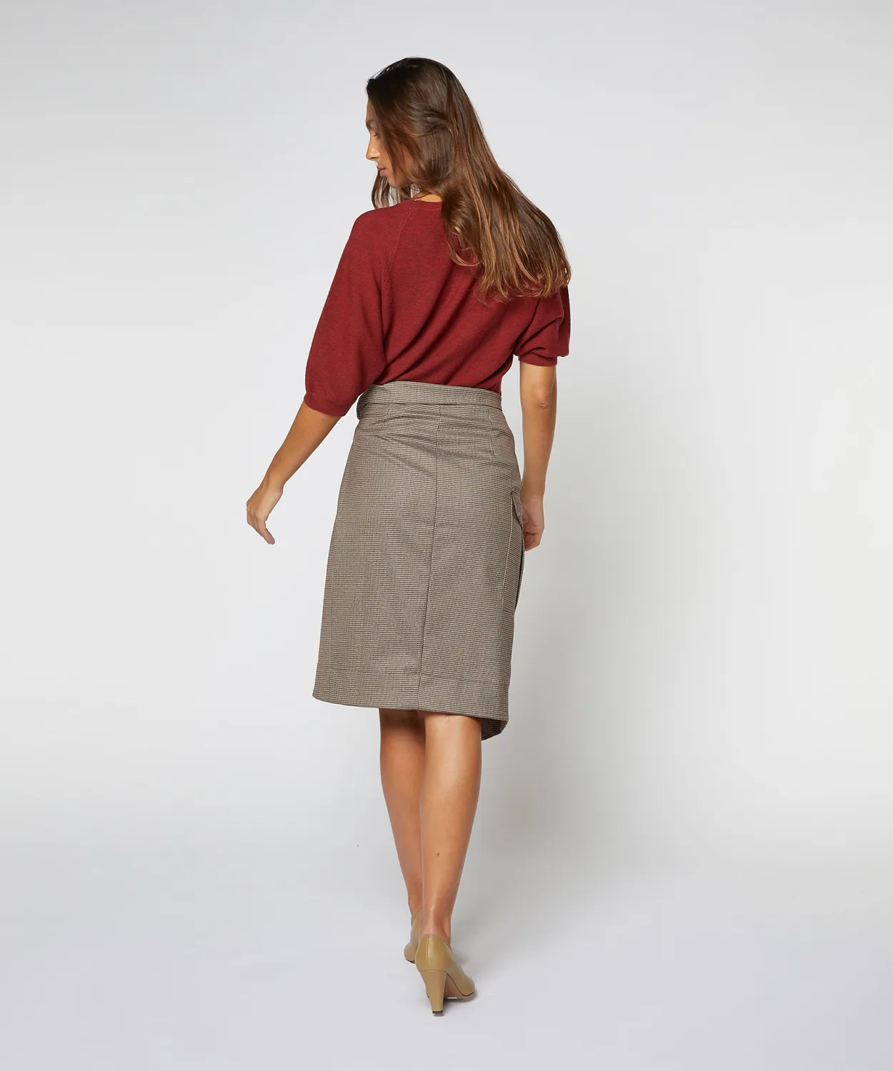 Rodier gonna portafoglio asimmetrica marrone midi
