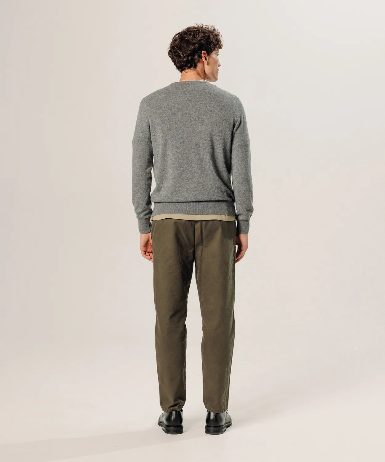 Rodier maglione girocollo cashmere 2 fili grigio medio