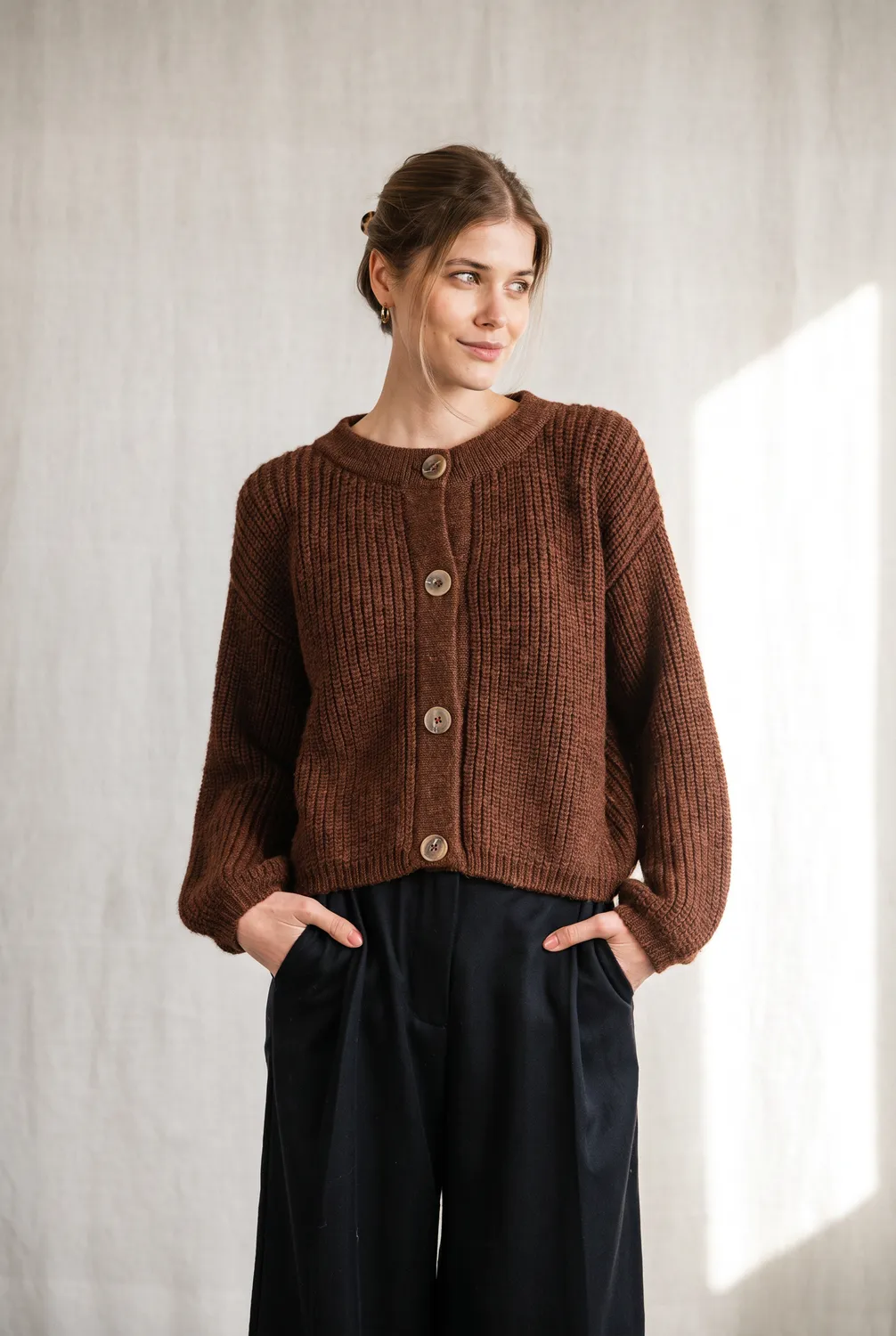 Jyoti - Fair Works Betana cardigan baby alpaca cioccolato
