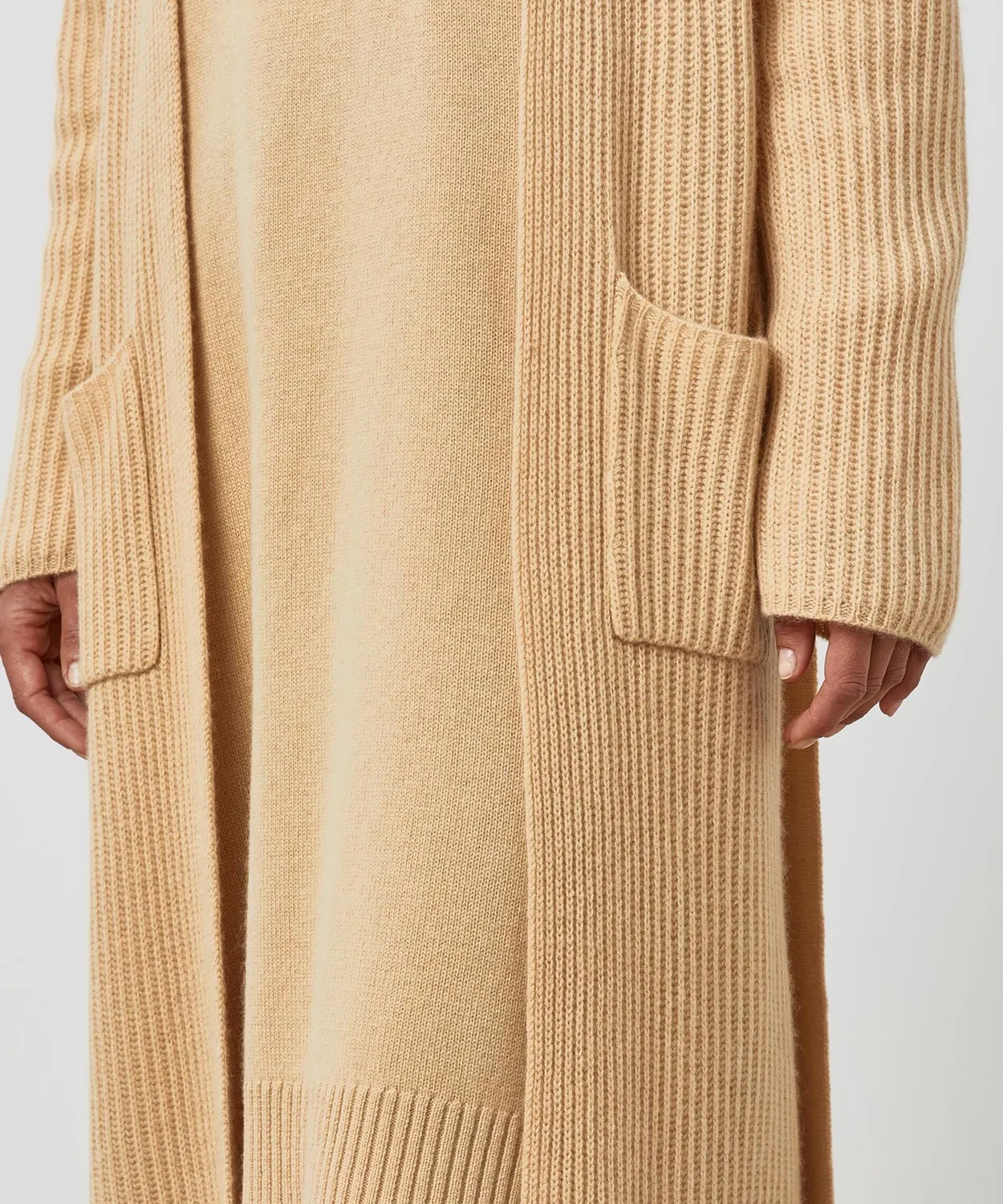 Rodier Cappotto lungo cashmere cintura beige chine