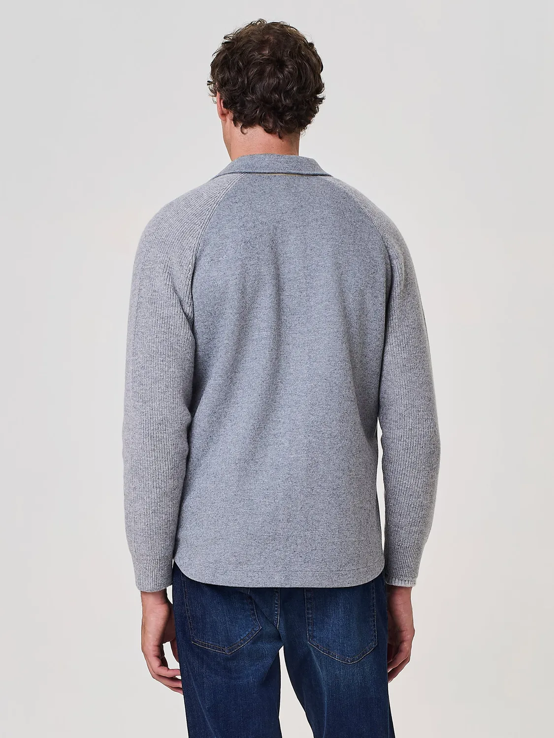 Paul Taylor overshirt jersey grigio maniche lana