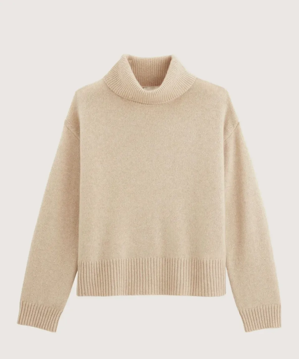 Rodier maglione collo alto cashmere beige oversize