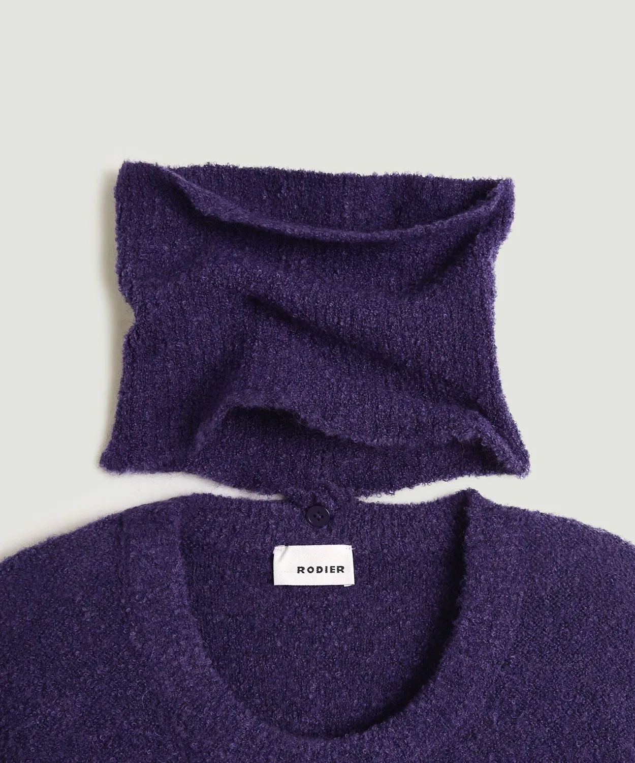 Rodier Maglione Dolcevita Viola Scuro Bouclette