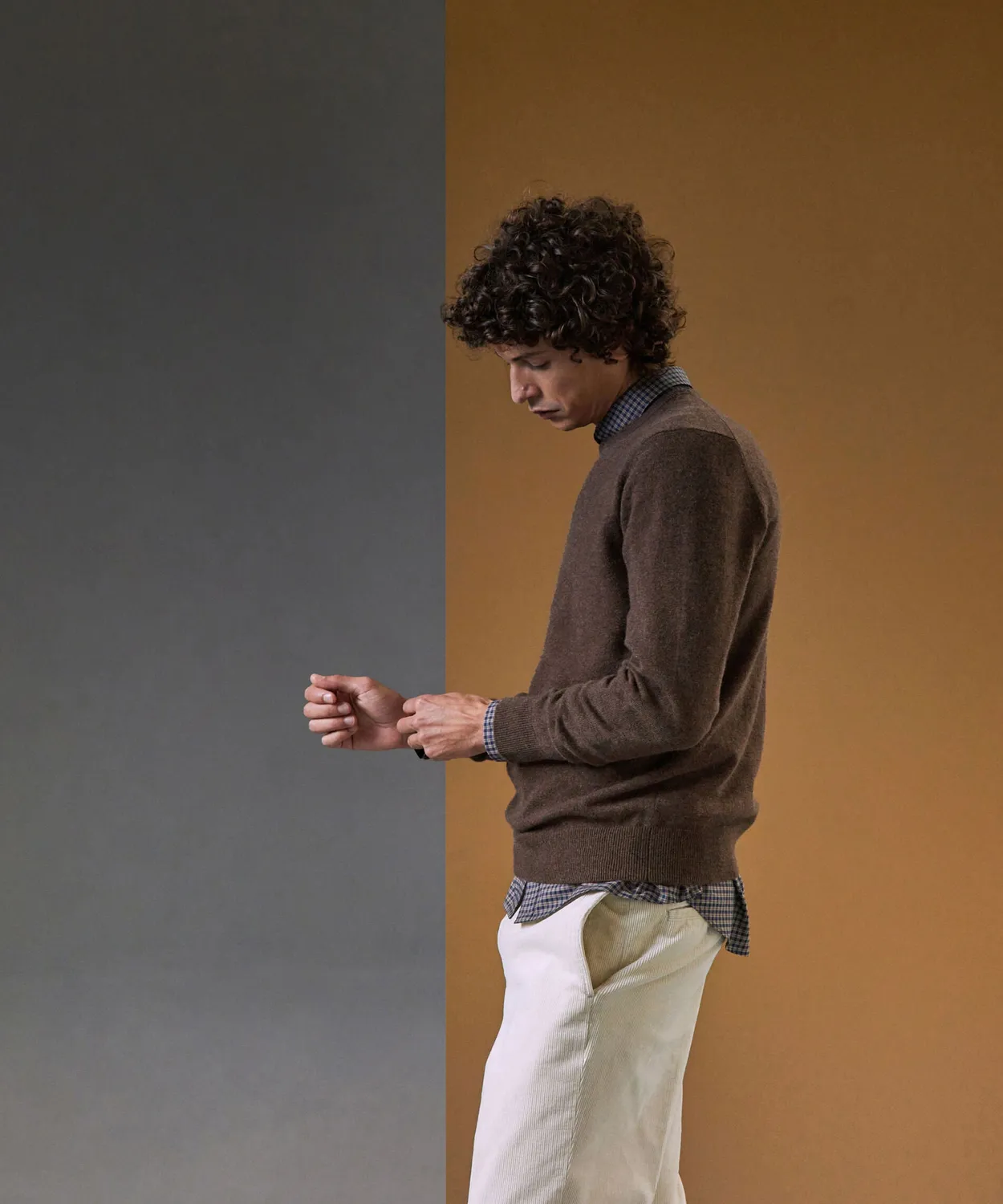 Rodier maglione girocollo uomo cashmere testa di moro