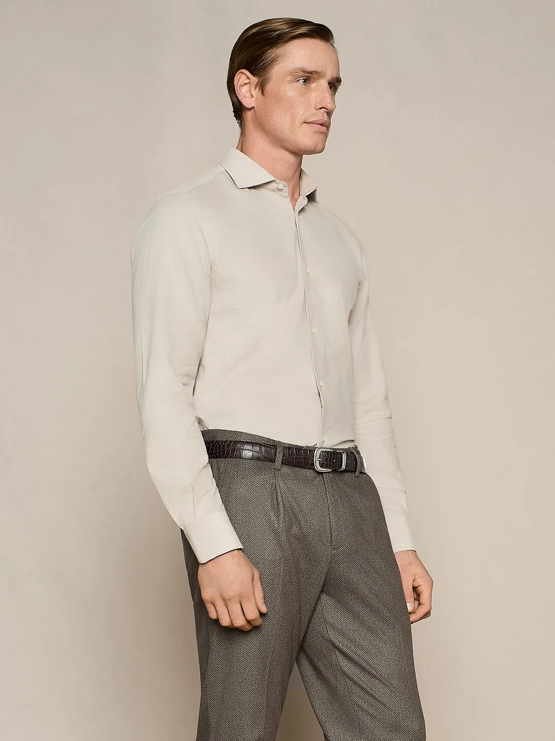 Paul Taylor Camicia Velluto a Coste Cotone Burro