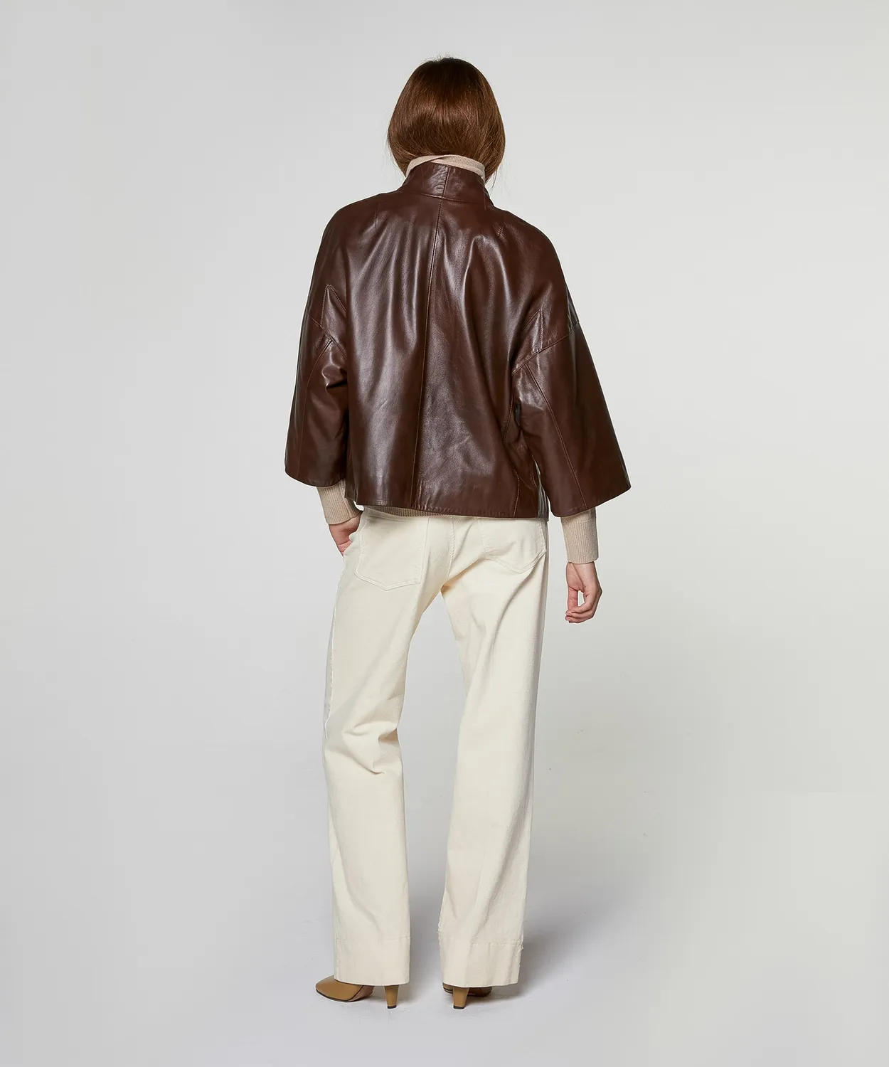 Rodier Giacca bomber pelle agnello marrone oversize