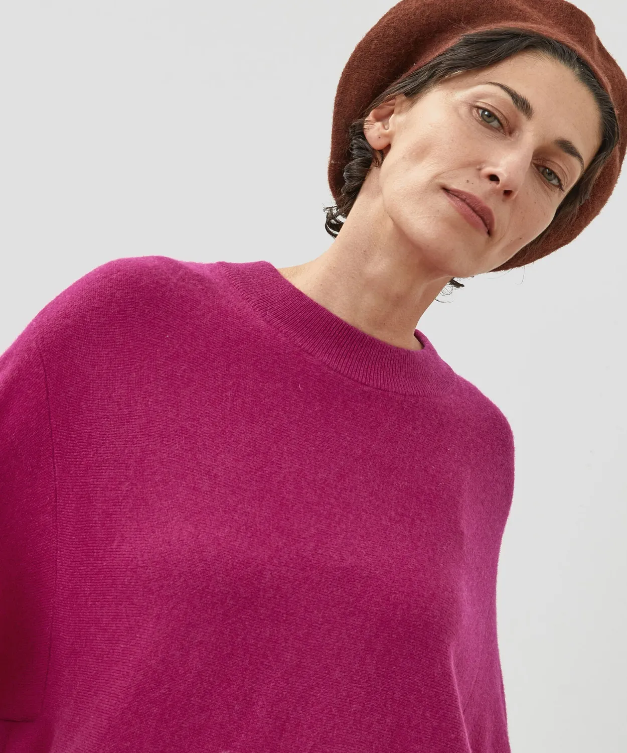 Rodier poncho cashmere fucsia maniche 3/4