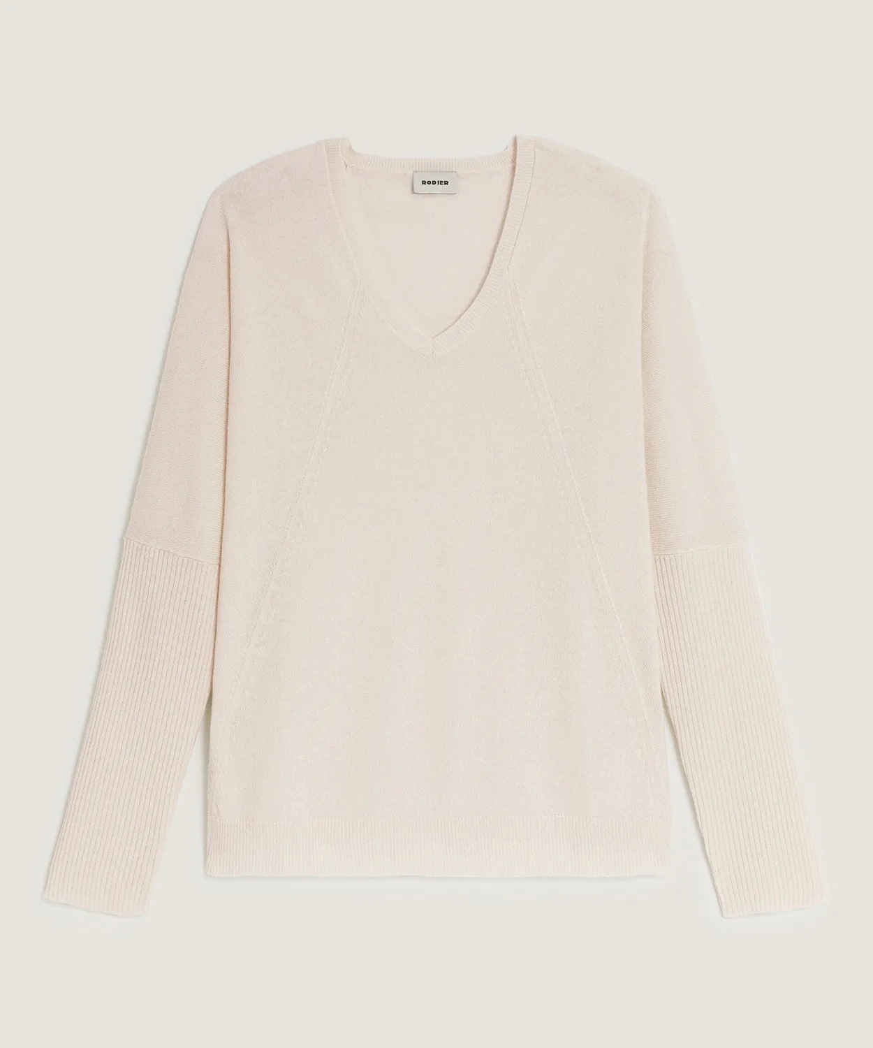 Rodier Maglione oversize cashmere scollo V ecru S-L