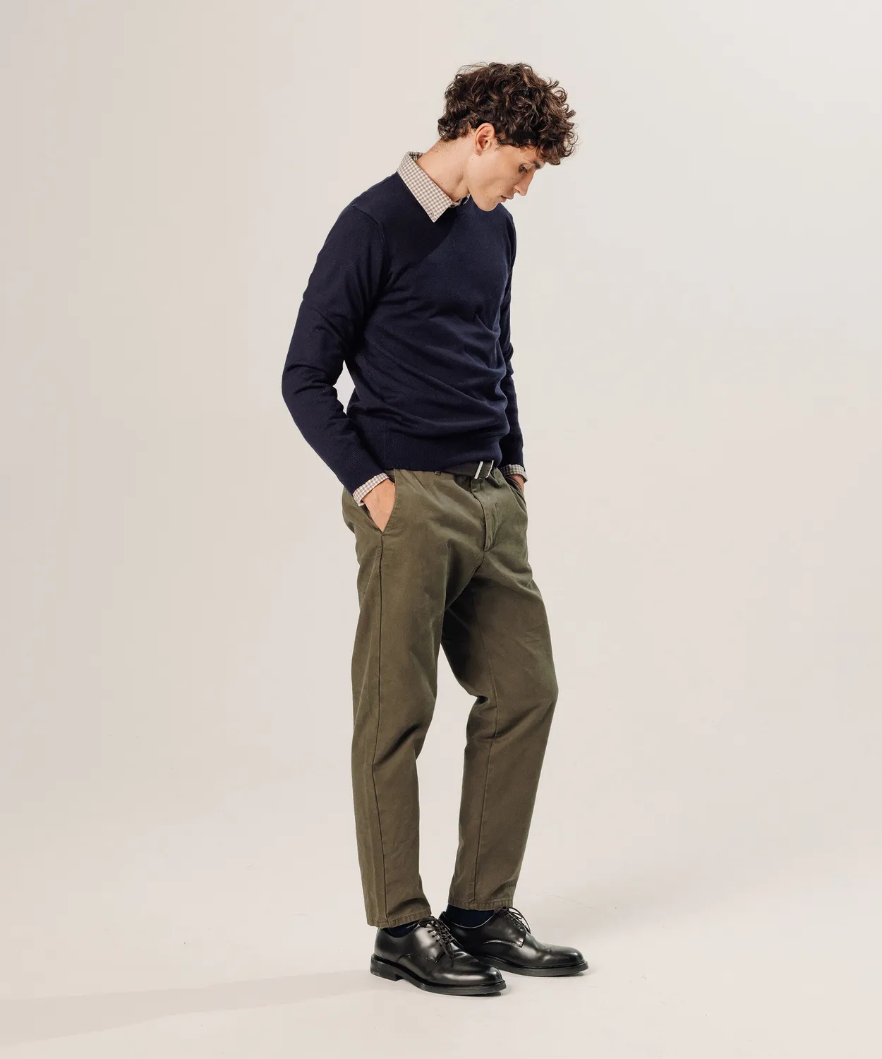 Rodier maglione girocollo uomo lana merino blu notte