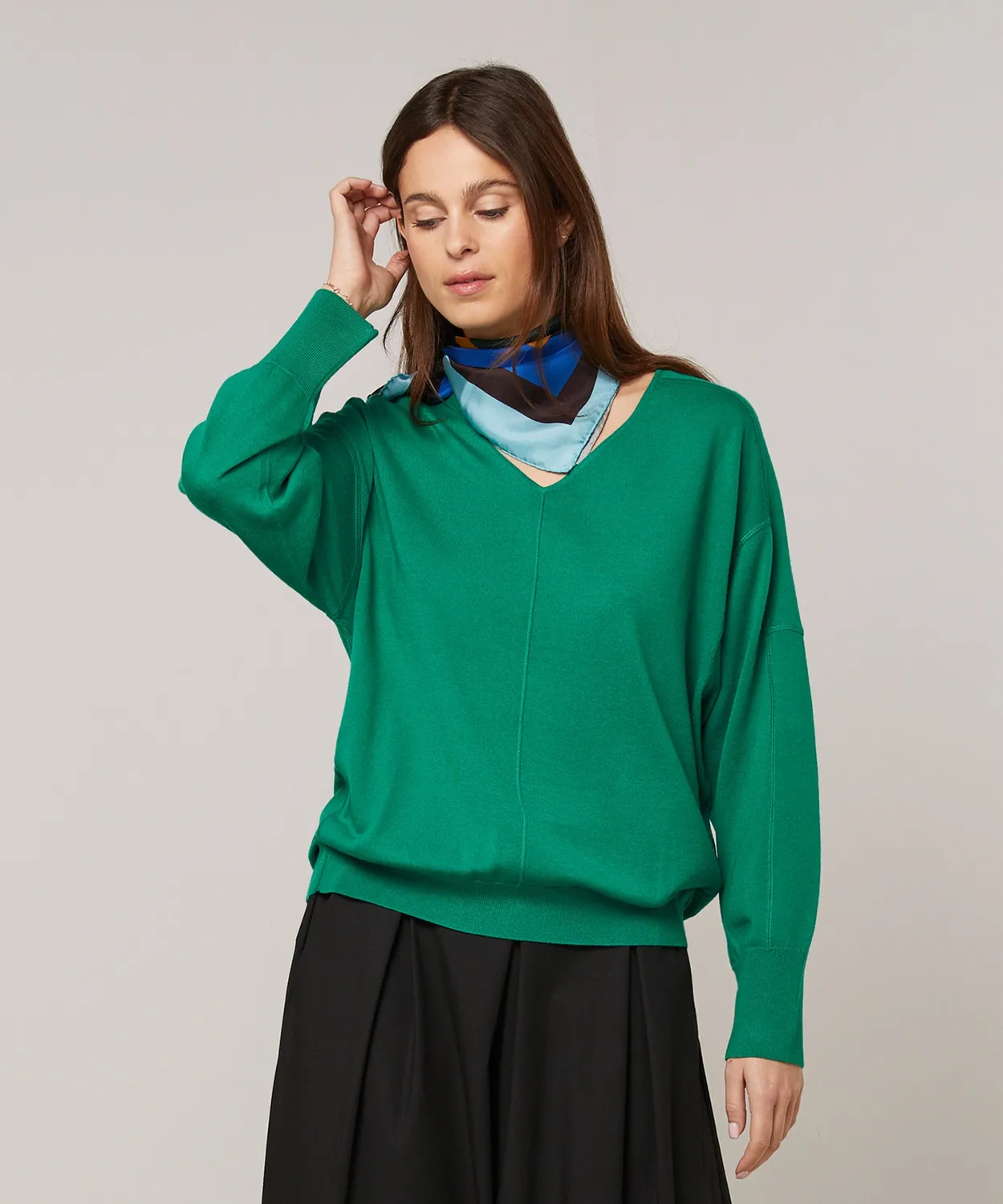 Rodier Maglione Scollo a V Oversize Verde Smeraldo