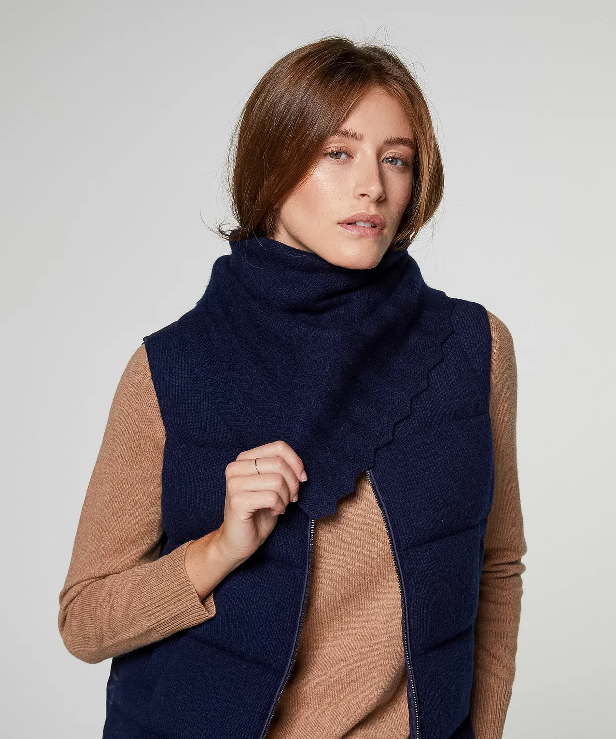Rodier Sciarpa Triangolare Cashmere Blu Marino