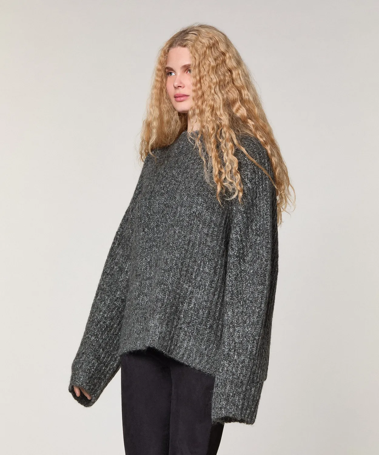 Rodier maglione oversize maglia grossa grigio chine