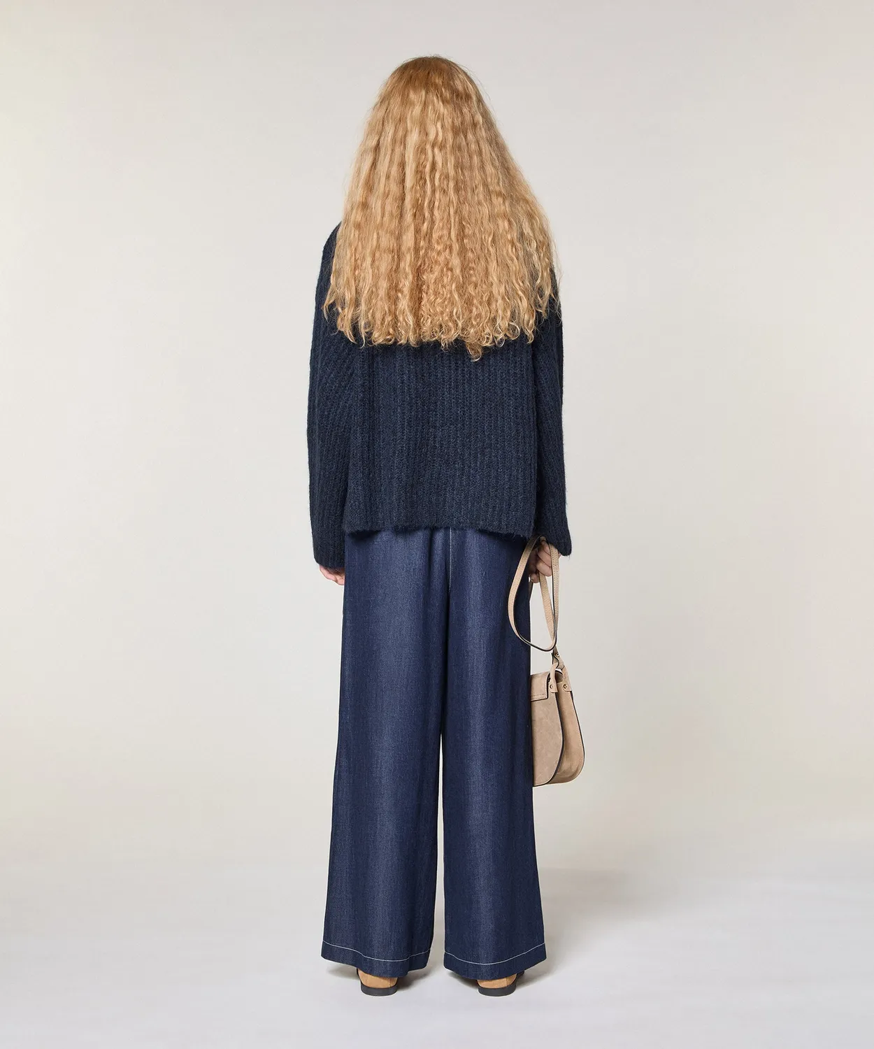 Rodier cardigan oversize maglia grossa blu navy scollo V