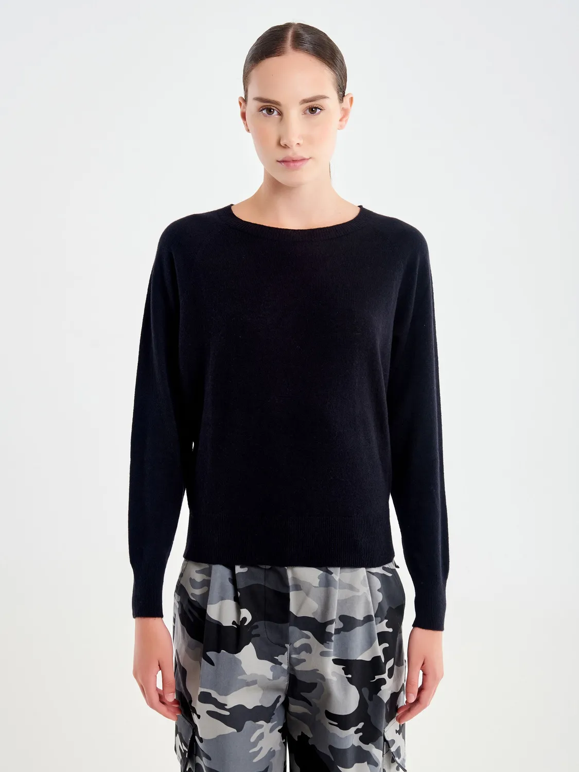 Vicolo pull girocollo lana cashmere nero