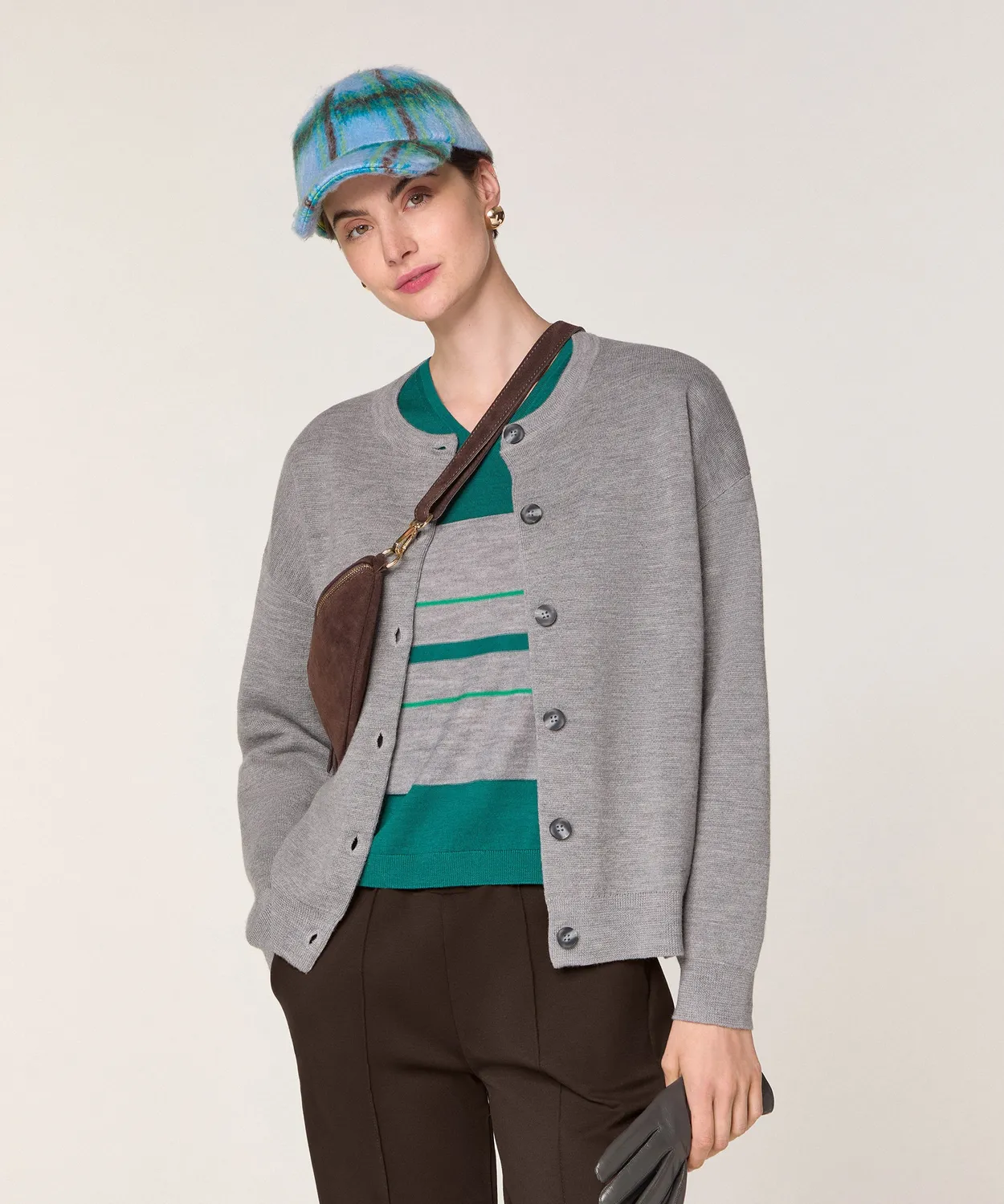 Rodier Cardigan Lana Merino Grigio Scuro Maglia 12