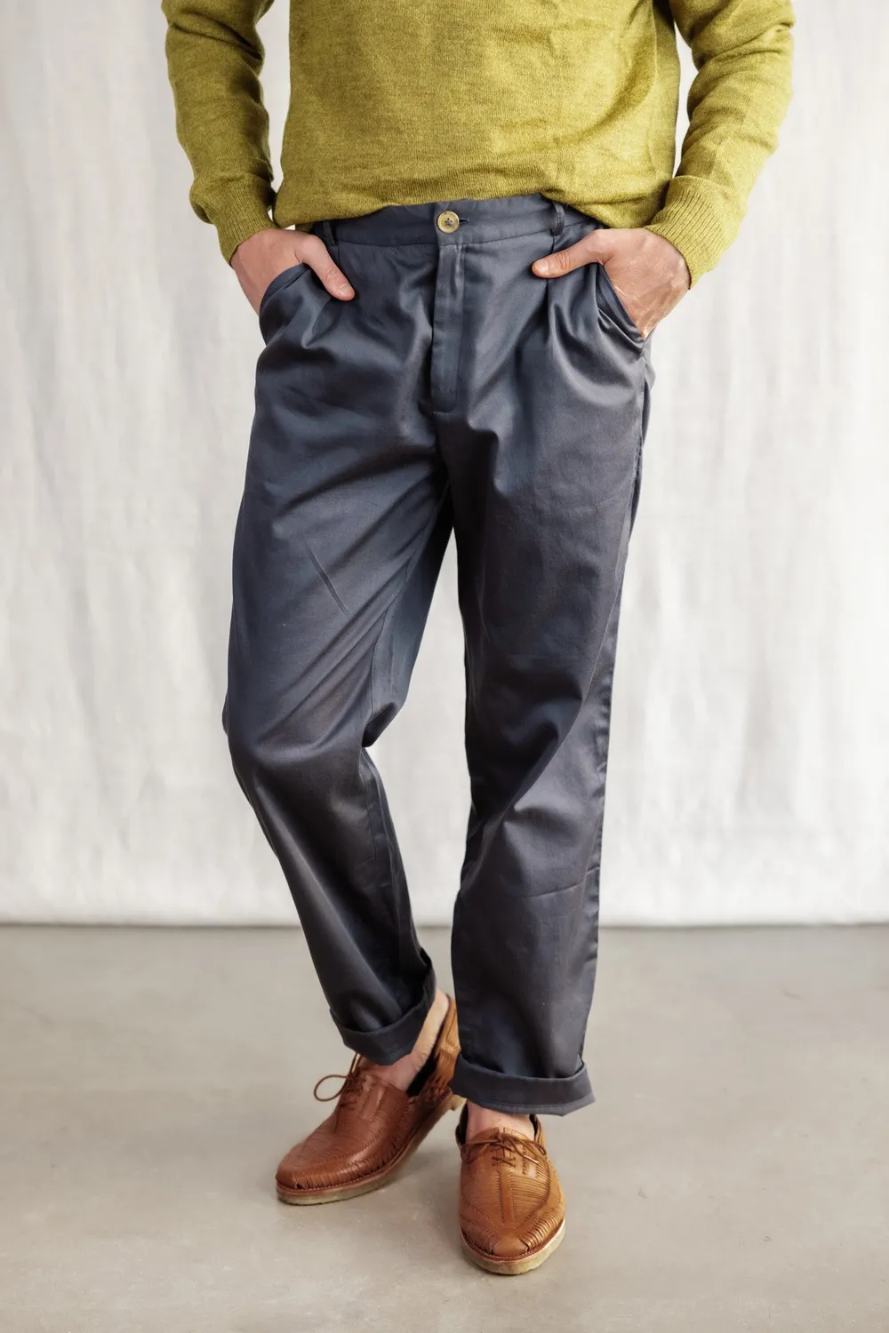Jyoti Sameer pantaloni uomo cotone grigio scuro