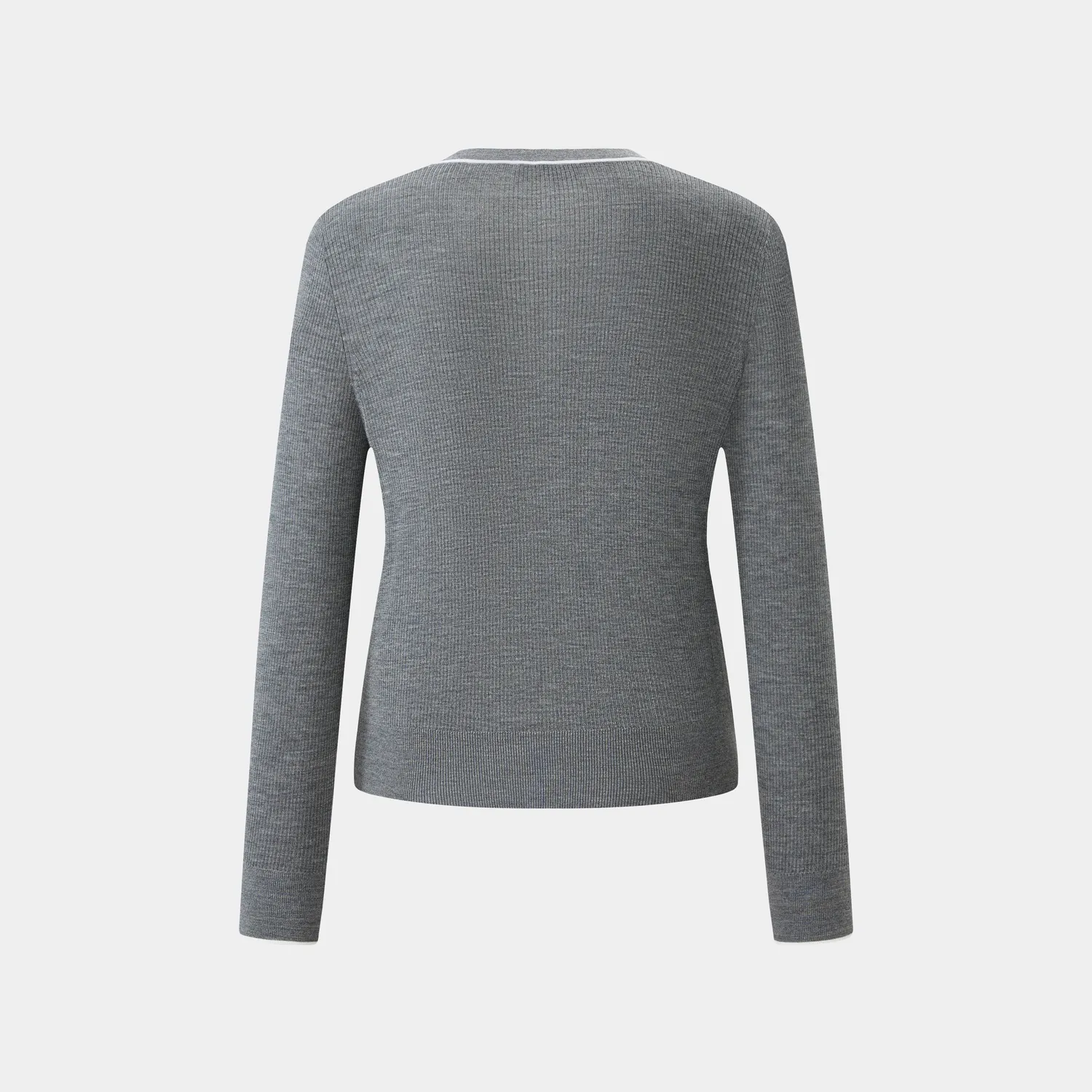 PORTS FW25 Sleet cardigan grigio bordi a contrasto