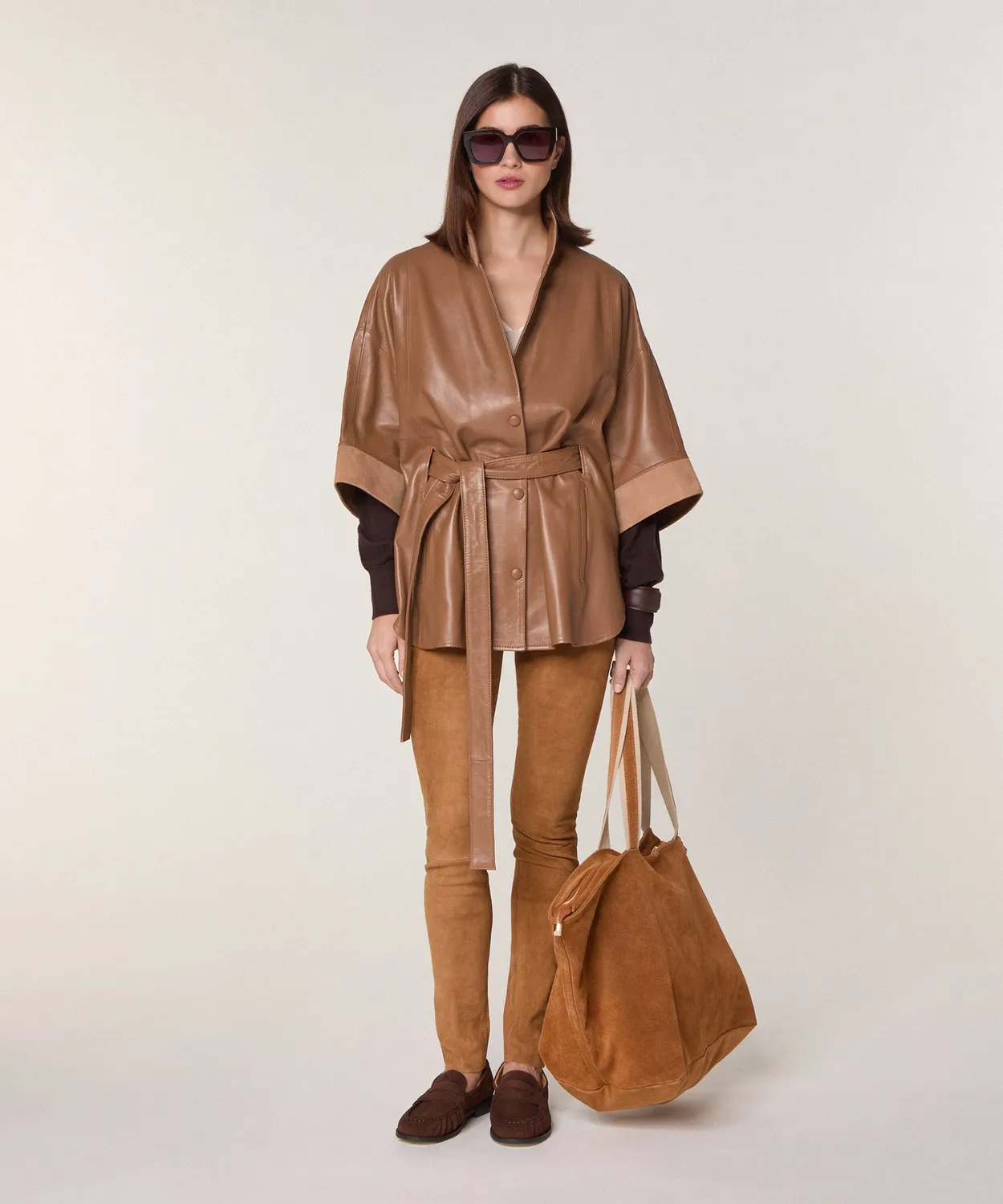 Rodier borsa tote grande Lou camoscio camel