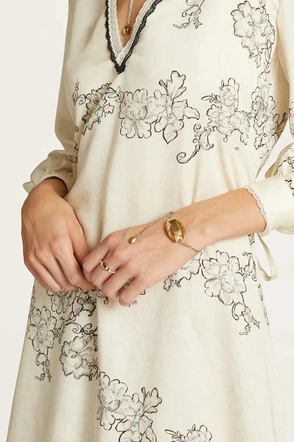 PORTS Maxi Pebble anello bicolore ottone