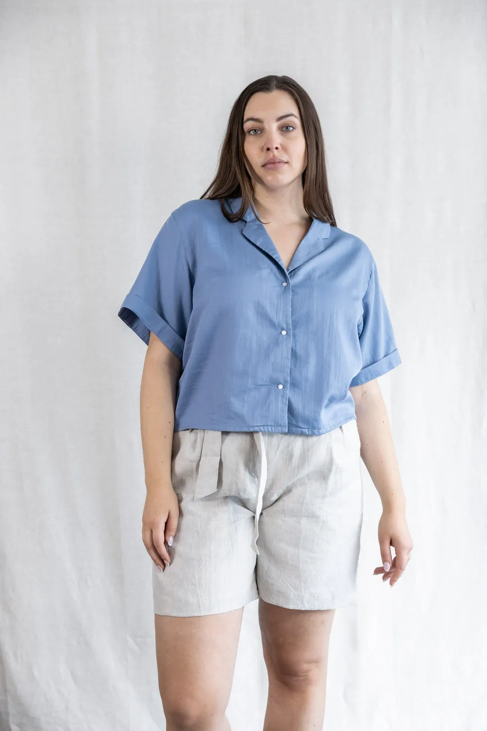 Jyoti Avaani blusa cotone raso blu