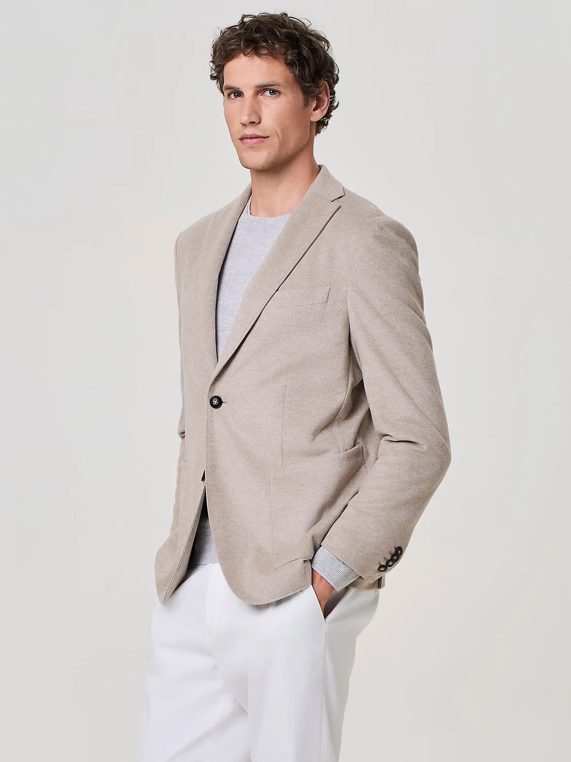 Paul Taylor Giacca Velour Cashmere Beige Monopetto