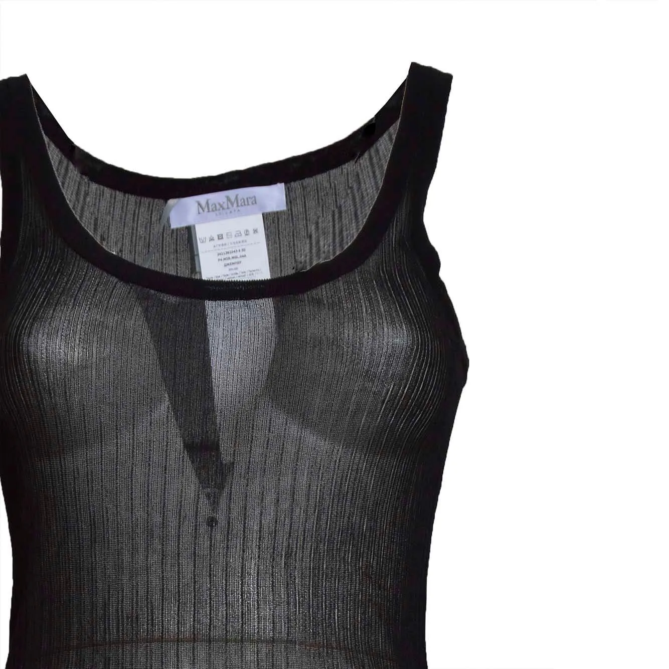 Max Mara Bastia Top seta nero a coste misura L