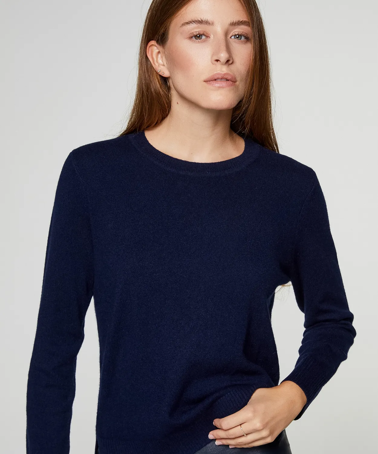 Rodier Maglione Girocollo Cashmere Blu Marino Maglia Fine