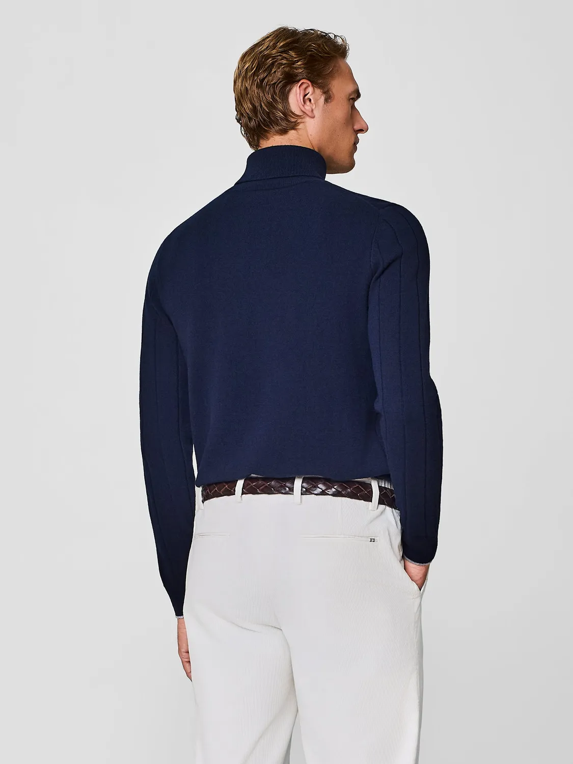 Paul Taylor Dolcevita Maglia Cashmere Lana Blu Costa Piatta