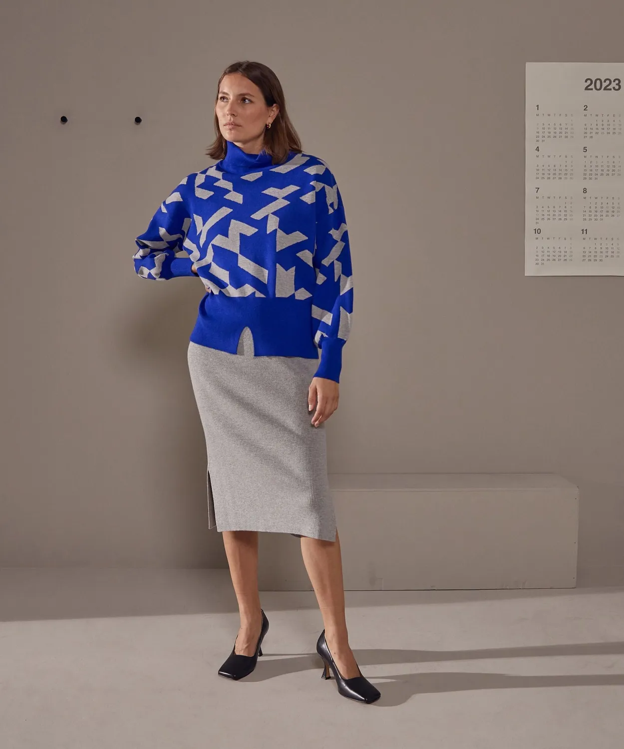 Rodier Dolcevita jacquard maglia blu oltremare