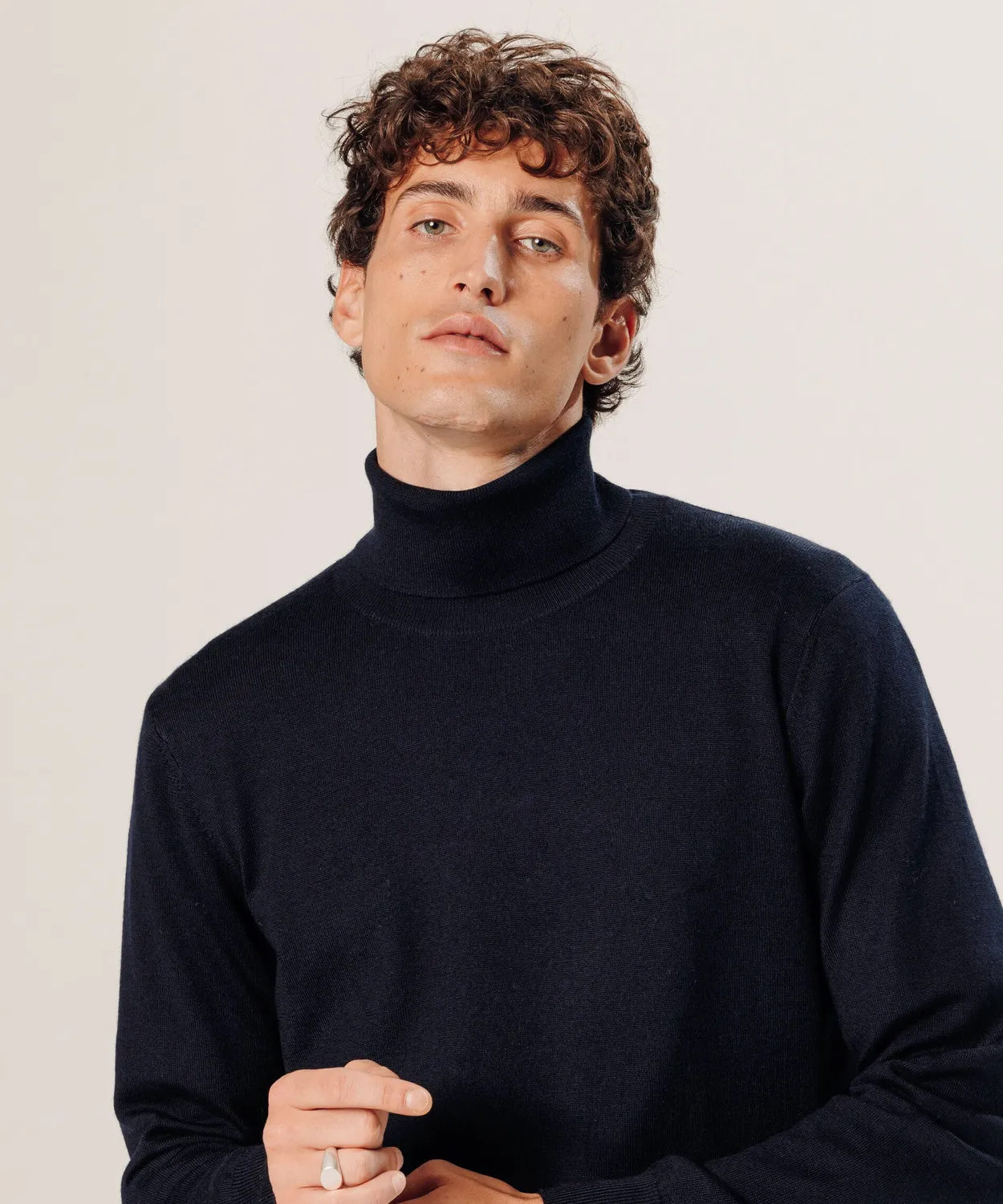 Rodier Dolcevita maglione lana merino blu notte