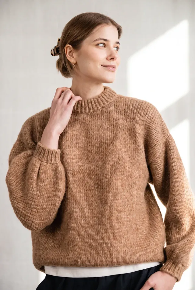 Jyoti Lupuna maglione baby alpaca cammello oversize