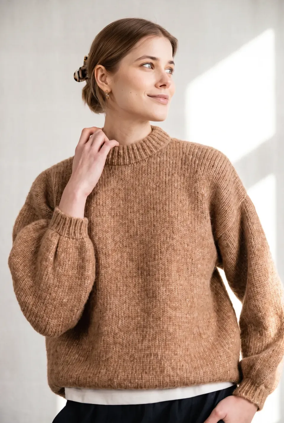 Jyoti Lupuna maglione baby alpaca cammello oversize
