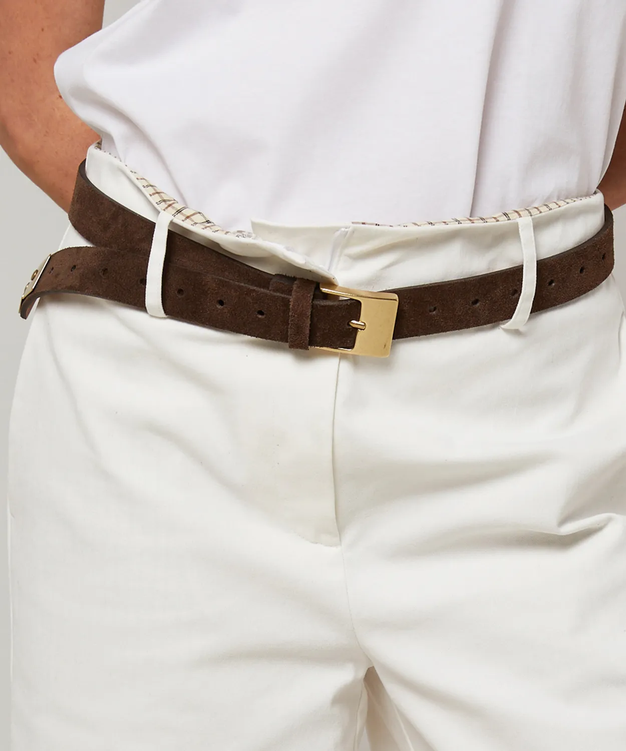 Rodier Cintura Pelle Marrone Fibbia Ottone S/M L/XL