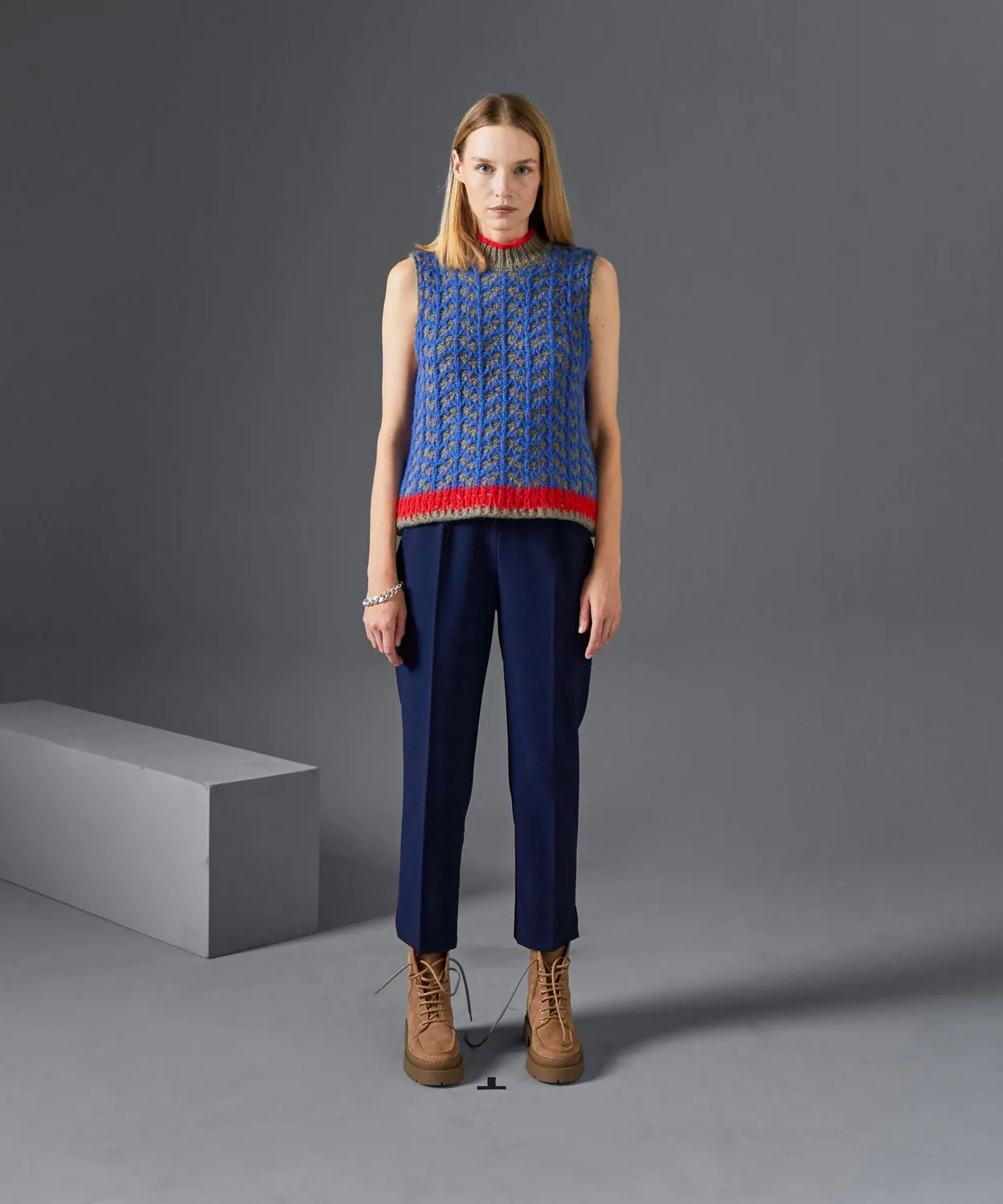 Rodier maglia jacquard senza maniche blu oltremare