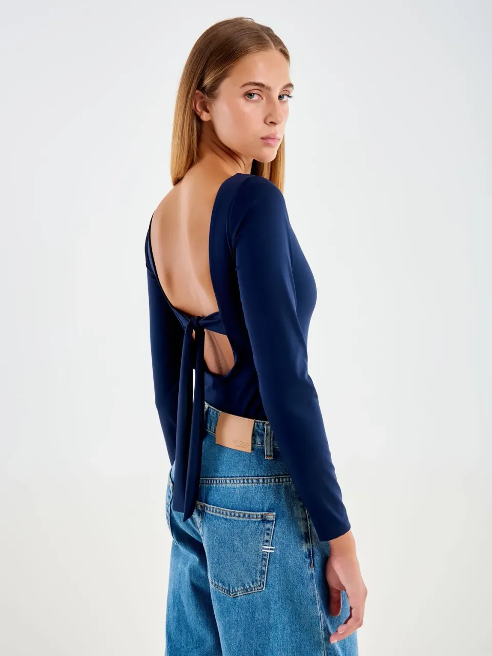 Vicolo Body con Fiocco sul Retro lycra blu