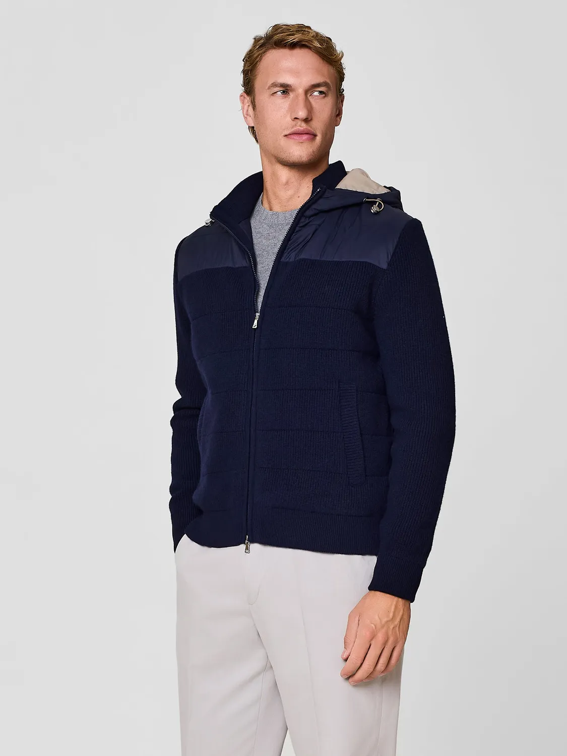 Paul Taylor giubbino imbottito maglia lana nylon blu