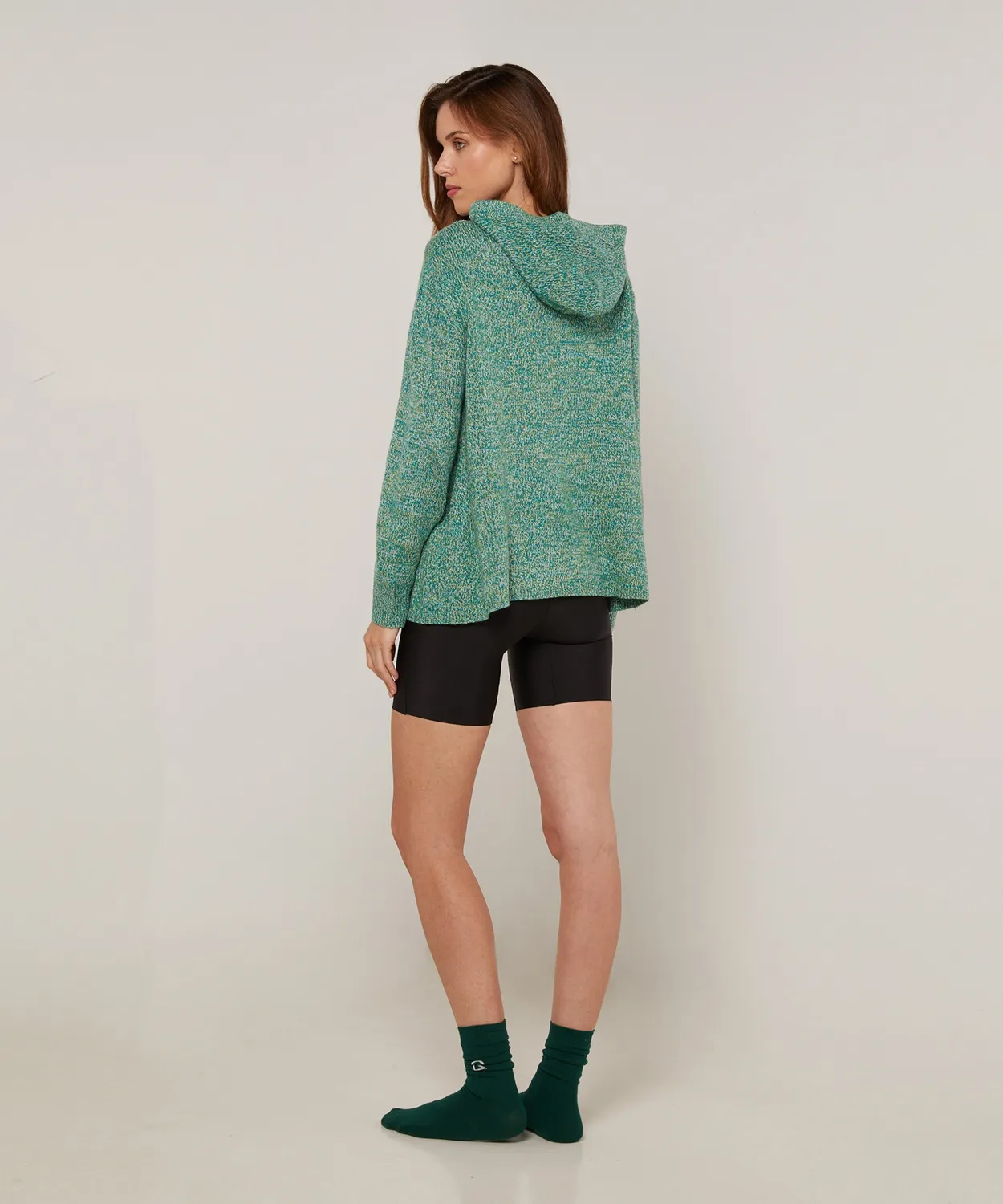 Rodier Maglione oversize con cappuccio mélange verde