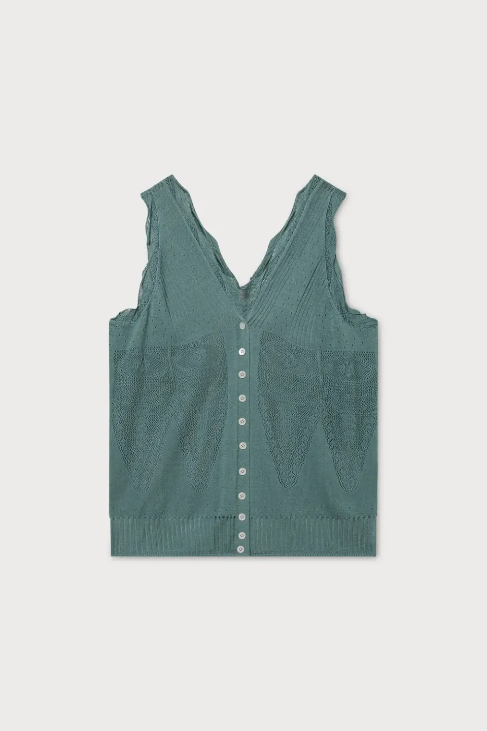 Ports 1961 Openwork Knit Vest gilet trellis scollo V