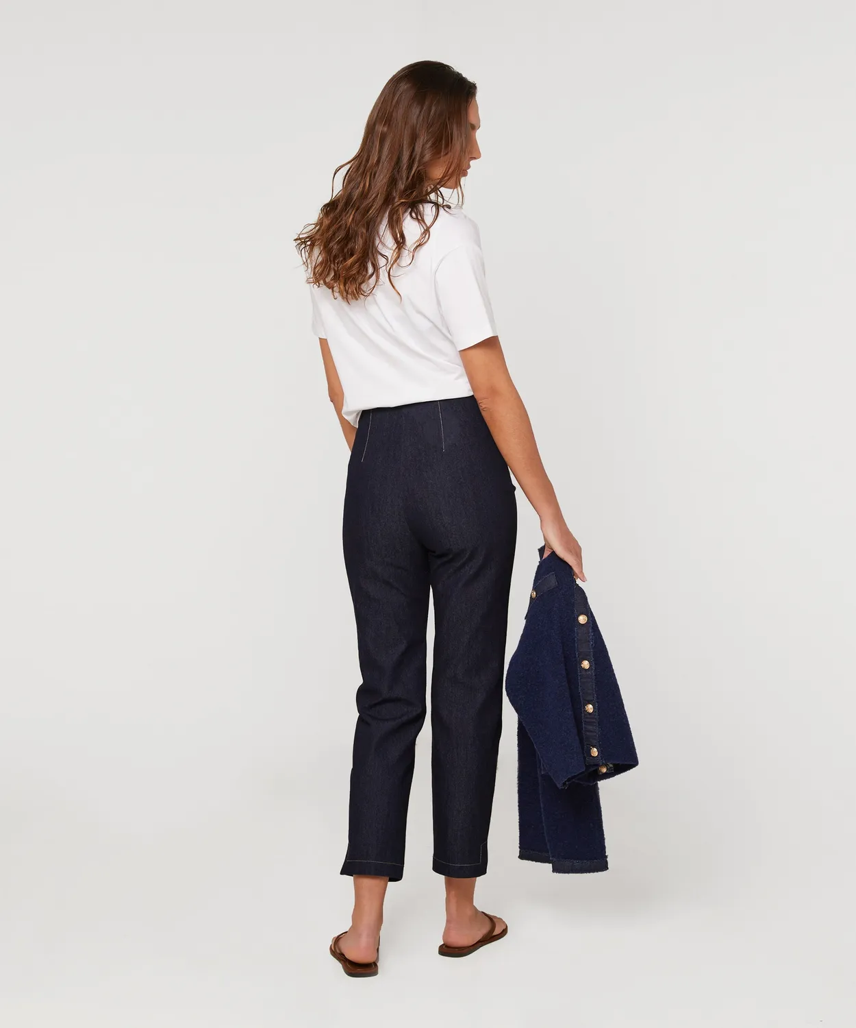 Rodier jeans dritti vita alta blu denim spacchi