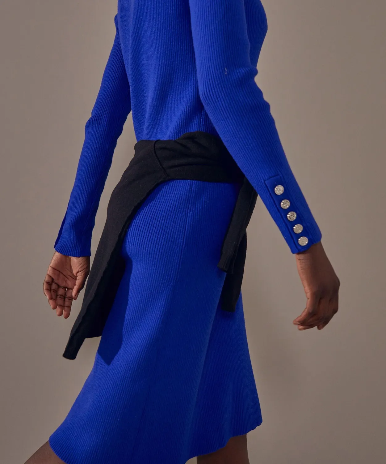 Rodier abito maglia collo alto midi blu oltremare