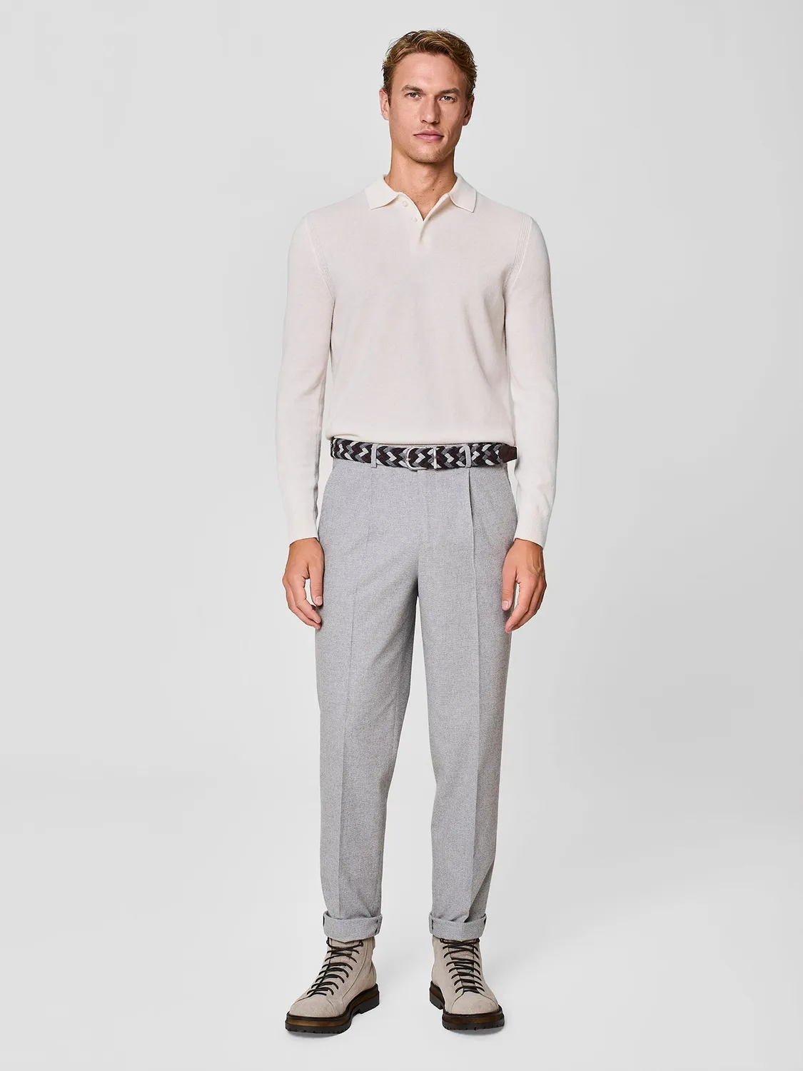 Paul Taylor pied de poule pantalone flanella grigio