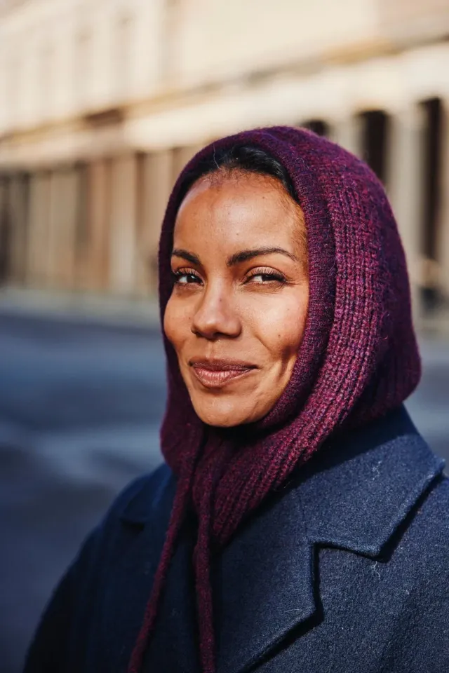 Jyoti Puica balaclava lana alpaca mora
