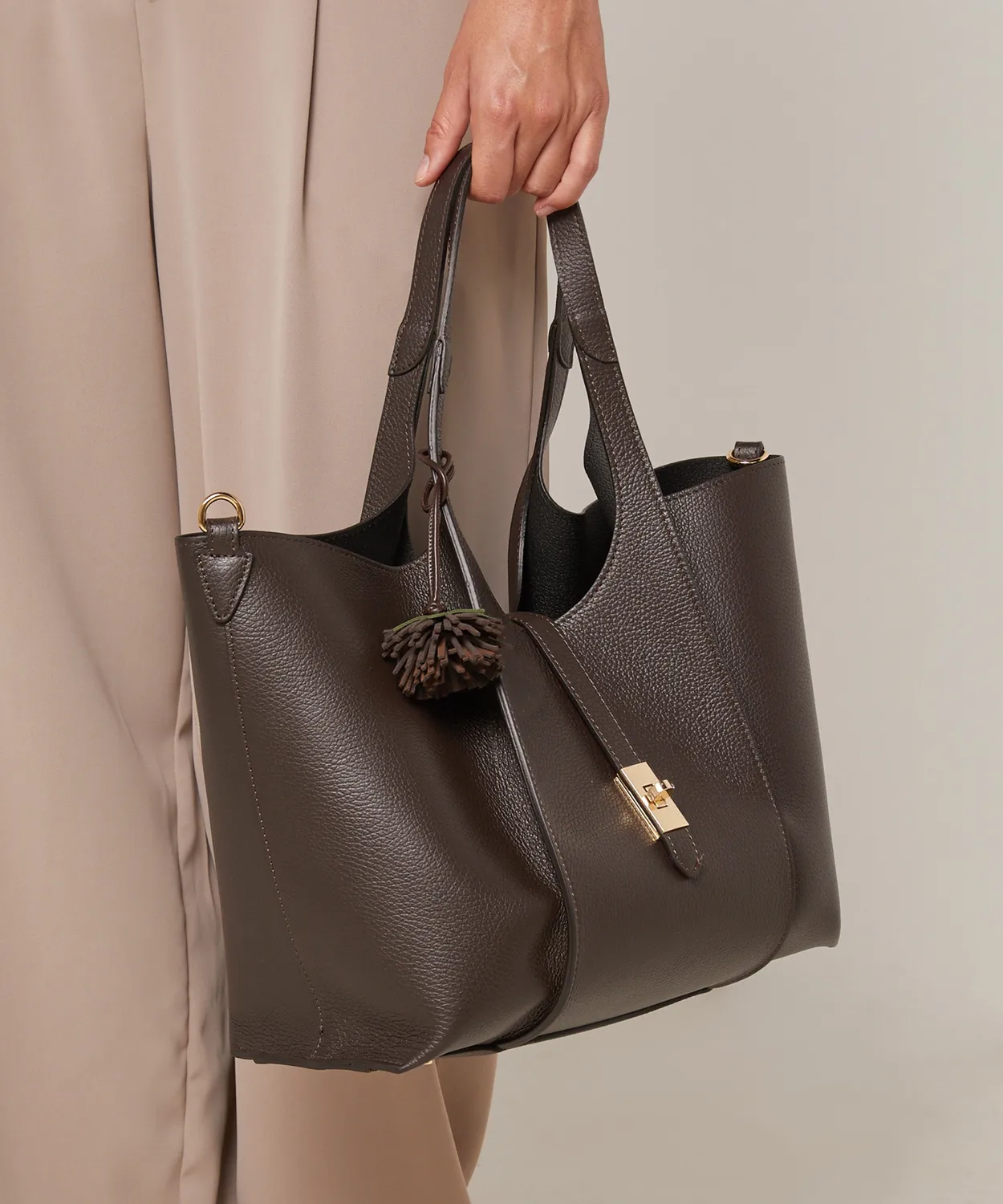Rodier borsa shopper Victoire in pelle marrone